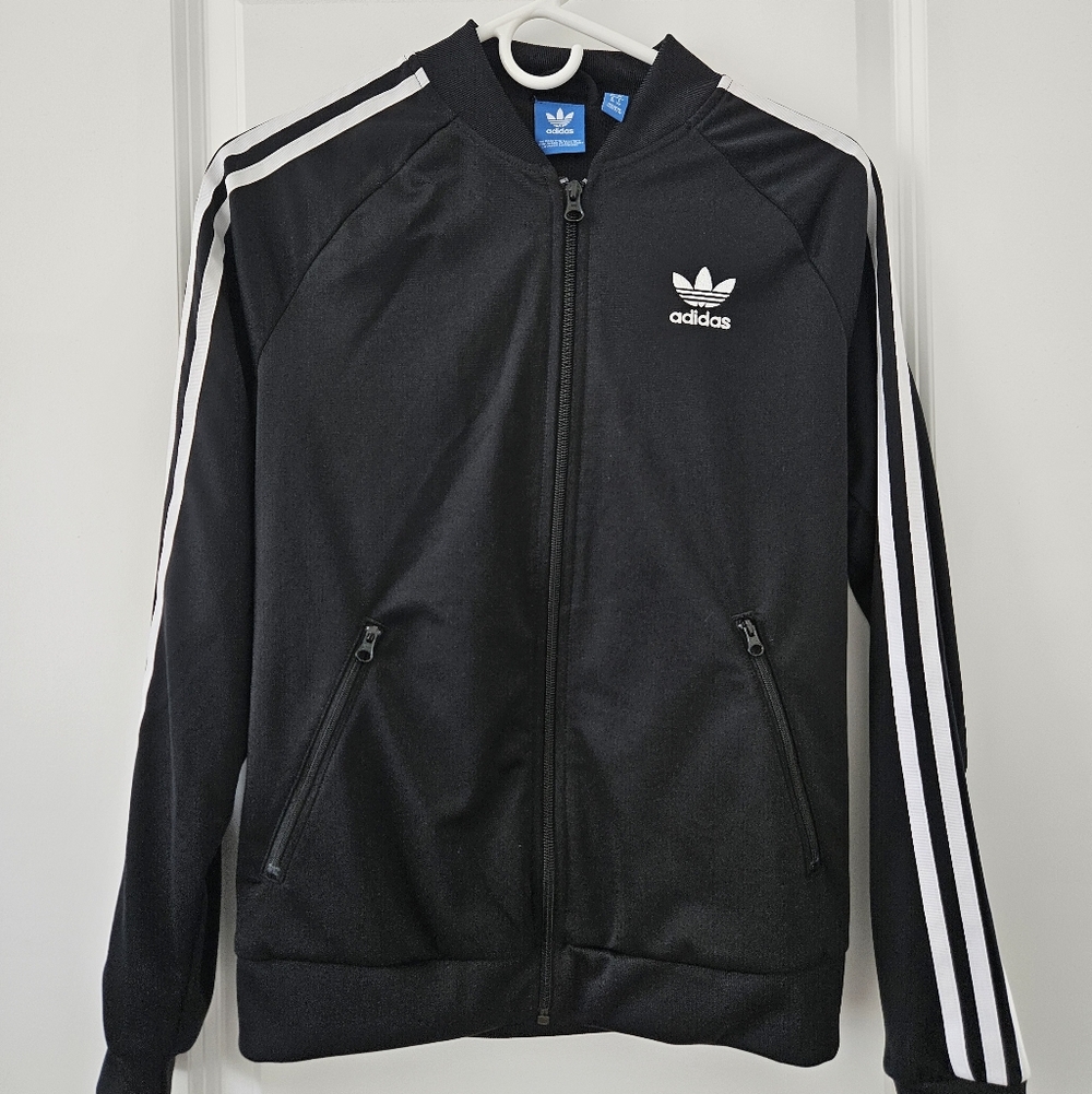 Adidas Black Jacket with Blue Label